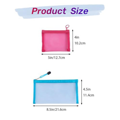 5 Pack Small Mesh Zipper Pouch Bags for Purse & 5 Pack Mesh Pencil Pouches, Mini Purse Organizer Pouches, Small Travel Toiletry Pouch Bag, Diaper Bag - color: Mix (A5+B7)