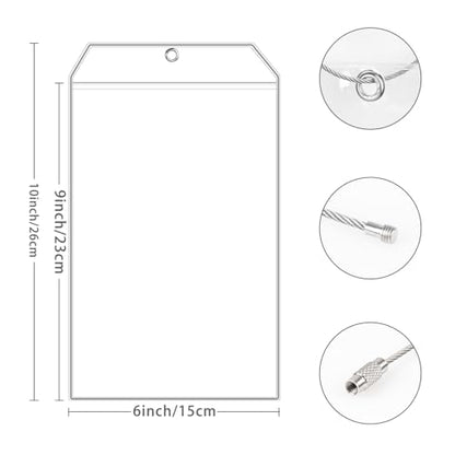 Fowecelt 2 Pack Extra Large Golf Luggage Tag 9" x 6" Travel Luggage Bag Plastic Clear Tag Waterproof Zipper Pouch PVC Shipping Label Holder with Sturdy Steel Loop for Suitcases Golf Club