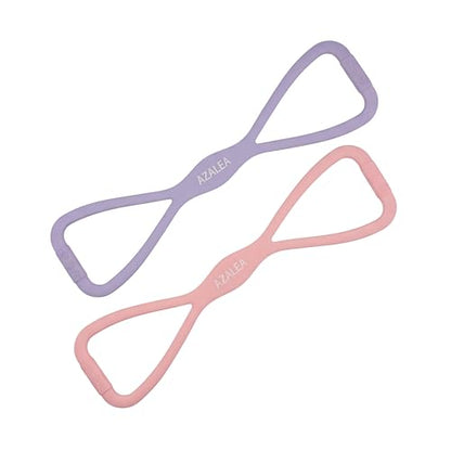 AZALEA Figure 8 Resistance Bands, 2 Pack Silicone Stretch Bands for Yoga, Pilates, Home Workout, Non Slip Exercise Bands with Handles, 15LB 25LB Set for Arms, Back, Legs, Glutes