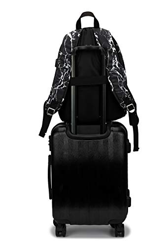 Kinmac Water Resistant Laptop Travel Outdoor Backpack with USB Charging Port for 13 inch 14 inch and 15.6 inch Laptop (Black Marble) - color: Black Marble