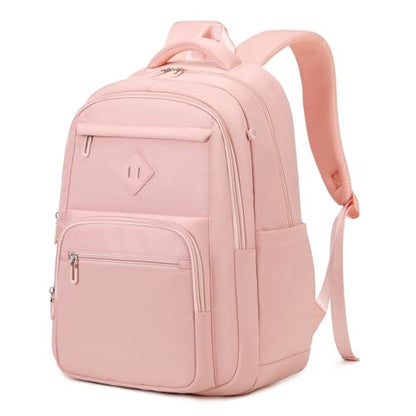 Sisipoet School Backpack for Girls, Lightweight Kids Bookbag Classic College Backpack for Teen Women with Luggage Strap, Age 8-18 Years Old, Pink - color: Pink