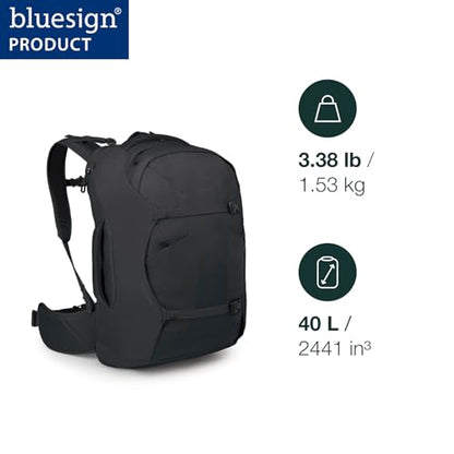 Osprey Farpoint 40L Men's Travel Backpack - Carry On Bag with Laptop Sleeve and Toiletry Pocket, Black, Extended Fit - color: Black, style: 40l - Extended Fit