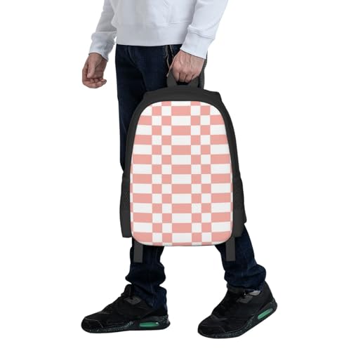Breathable Outdoor Daypack Checkered Pink, Durable Anti Theft Travel Backpack Adjustable Strap Shoulder Bag for Hiking Camping City Walking - color: Design (547)