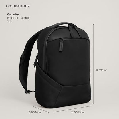 Troubadour Apex 4.0 Compact - 16L Premium Laptop Backpack - Ergonomic & Water Resistant - Designed for Work and Travel - Black - color: Black