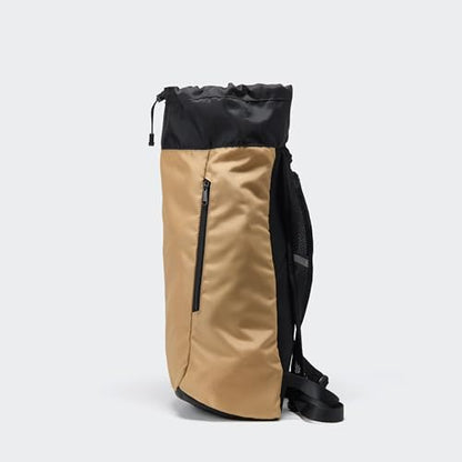 Pander Drawstring Backpack with Adjustable Shoulder Straps, Slim Gym Cinch Sack with Side Zipper Pocket, Machine Washable Polyester Daypack for Travel & Workout, Brown - color: Brown