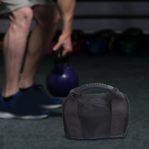 Kettlebell Sandbag Bag Only with Handle - Sand Weights Bag for Functional Fitness, Boxing, Bodybuilding (Sand Not Included) - color: Black