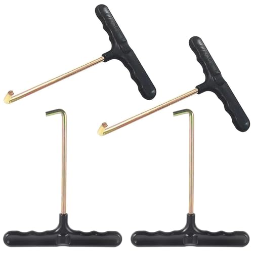 4 Pack Trampoline Spring Pulling Tool T-Hook Extension Puller with Ergonomic Handle Grip Outdoor Trampoline Spring Pull Tool Kit for Mini Trampoline Kids Fitness Rebounder Exercise Trampolines