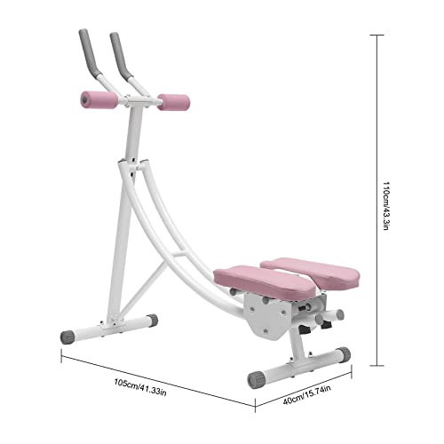 Ab Machine Abdominal Crunch Core Workout Equipment Foldable Exercise Ab Trainer Machine Coaster Abdominal/Core Fitness All Training Equipment Levels for Home & Gym - size: 41.33*15.74*43.3in Pink Rotation Cushion