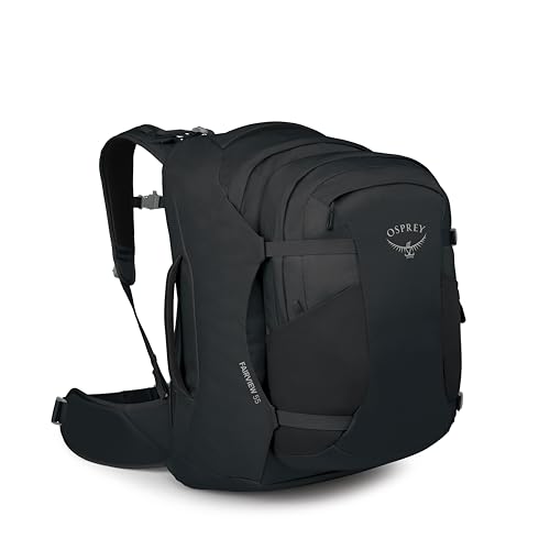 Osprey Fairview 55L Women's Travel Backpack - Carry On Bag with Personal Item Sized Detachable Daypack, Black, Extended Fit - color: Black, style: 55l - Extended Fit
