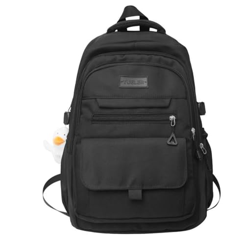 Student Backpack for Teen Girls Boys Preppy Elementary Middle School College Bookbags Cute Aesthetic Trendy Daypack (Black) - color: Black