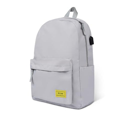 Premium Lightweight Laptop Backpack with USB Charging Port, Durable College School Bookbag, 2 Built-in Organizers, Padded 15.6-inch Laptop/Notebook Sleeve, Slim Water Resistant Bag, Beige Grey - color: Beige Grey