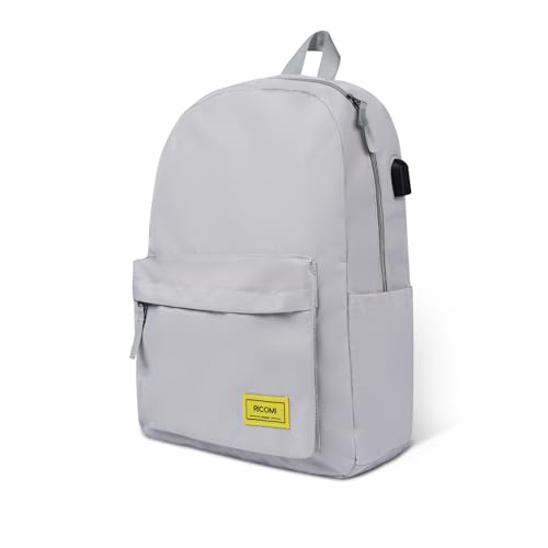Premium Lightweight Laptop Backpack with USB Charging Port, Durable College School Bookbag, 2 Built-in Organizers, Padded 15.6-inch Laptop/Notebook Sleeve, Slim Water Resistant Bag, Beige Grey - color: Beige Grey