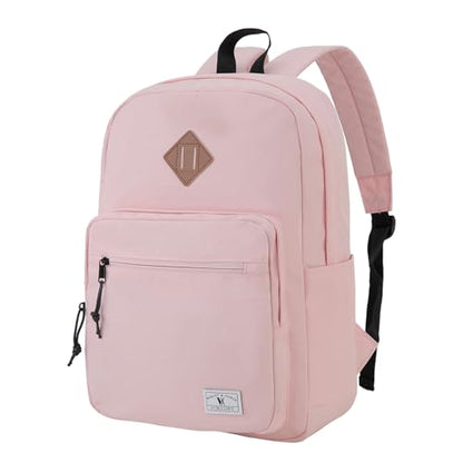 VX VONXURY Backpack for Men Women, Lightweight Kids School Bag, Classic Basic Laptop Bookbag for College Work Travel Hiking - color: Pink