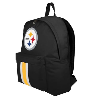 FOCO NFL Officially Licensed Team Color Primary Logo Solid Stripe Football School Bag Travel Backpack - Pittsburgh Steelers - Black - color: Pittsburgh Steelers
