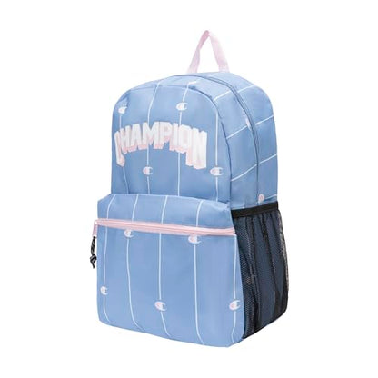 Champion Kids' Merit Backpack with Padded Straps, Water Bottle Pocket and Laptop Compartment for Daily Use, Endless Sky/White/Rose, One Size - color: Endless Sky/White/Rose
