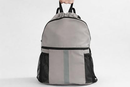 PPZ Drawstring Sports Backpack with Side Mesh Pockets, Lightweight Gym & Travel Bag with Water Bottle Holders for Fitness, Outdoor Activities and Daily Use – Gray