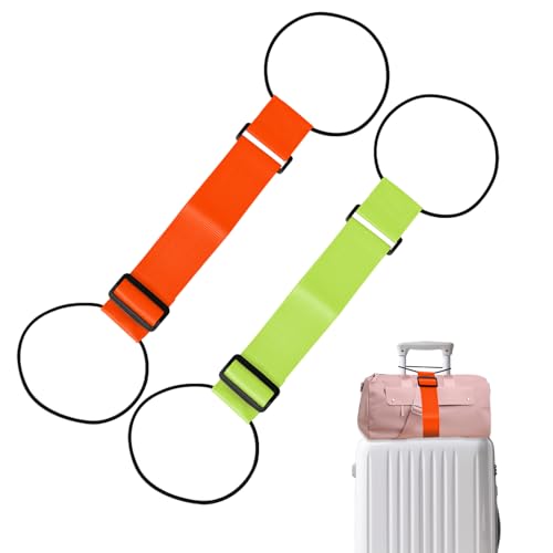 Luggage Connector Straps 2Pcs,2026 New Multi Use Strong Adjustable Bag Luggage Straps,Add a Bag Easy to Travel Suitcase Elastic Strap Belt Luggage Accessories(Orange Green) - color: Orange Green
