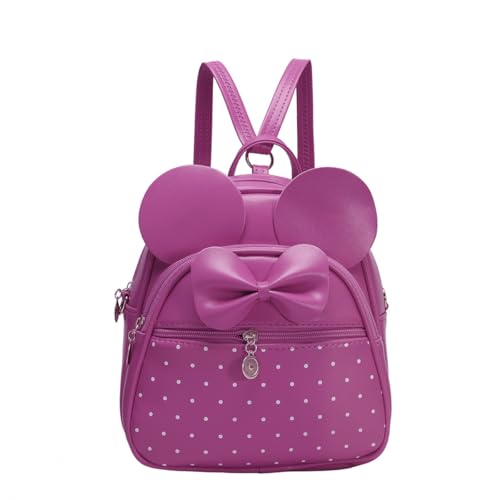KL928 Girls Mini Backpack Bowknot Polka Dot Cute Small Daypacks Convertible Shoulder Bag Purse for Women - color: Fuchsia