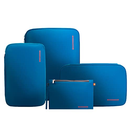 Bee Nesting BeeNesting Waterproof Compression Packing Cubes sets,Large Travel Packing organizers for Carry on Luggage,2 Sides Expandable Storage Bags - color: Blue Red, size: 2 Pack(4L+9L)