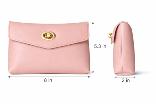 Cosmetic Bag Travel Makeup Pouch Travel Organizer, Zipper Pouch Bags for Women Vegan Leather (No Text, Blush Pink) - color: Blush Pink