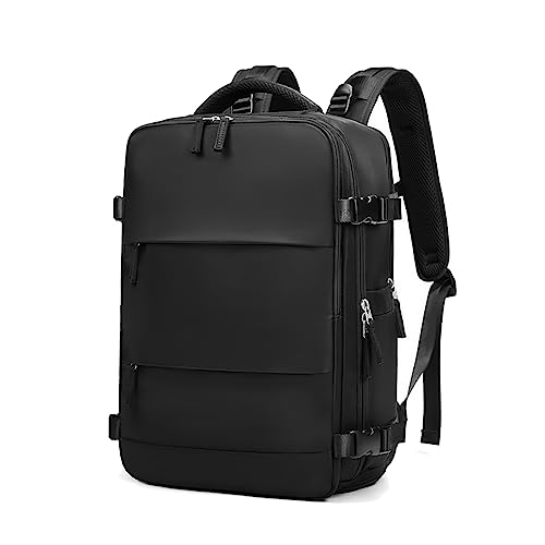 Somago Travel Unisex Backpack Carry On Casual Daypacks Rucksack Backpack Anti Theft for 15.6 Inch Laptop Business with Shoe Compartment Dry Wet Pocket USB Charger Port (Black) - color: Black