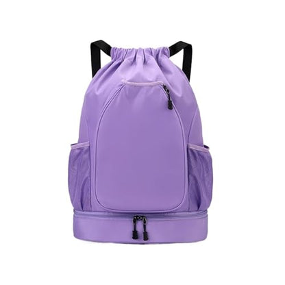 Multifunctional sports bag, backpack, independent shoe compartment, can hold basketball, badminton and tennis(Purple) - color: Purple