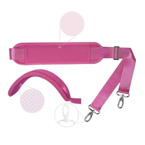 60 Inch Shoulder Strap with Removable Ultra-Thick Pad，Adjustable Buckles and Metal Hooks - color: Rosered