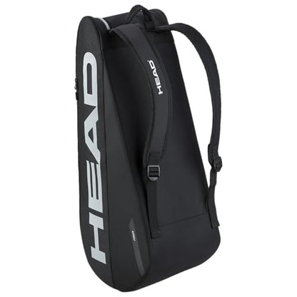HEAD Tour Racquet Bag M (6R) Tennis Bag - Holds Up to 6 Racquets, CCT+ Climate Control Technology, 2 Main Compartments, Shoe Pocket & Backpack Carry System | 6 Racquet Capacity - color: Black