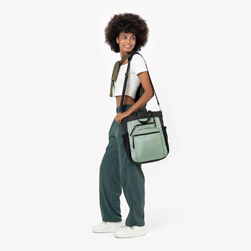 Sherpani Soleil, Anti Theft Convertible Backpack, 3 in 1 Tote, Crossbody Purse, 18L Travel Bag, Fits 13” Laptop (Aloe Mist Signature) - color: Aloe Mist - Signature