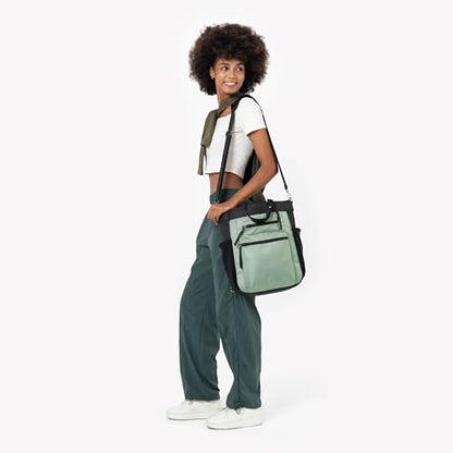 Sherpani Soleil, Anti Theft Convertible Backpack, 3 in 1 Tote, Crossbody Purse, 18L Travel Bag, Fits 13” Laptop (Aloe Mist Signature) - color: Aloe Mist - Signature