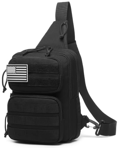 Wotony RFID Blocking Tactical Crossbody Bag for Men - Durable EDC Sling Shoulder Bag with Multi-Pocket Storage (Black, Medium) - color: Black, size: Medium