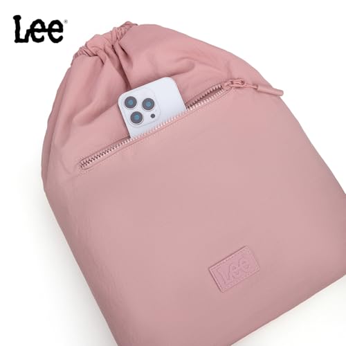 Lee Drawstring Backpack Bag Lightweight Small Gym Swim Beach Bag Water Resistant Sports Sackpack for Men Women, LEE48-002DPK - color: Dark Pink