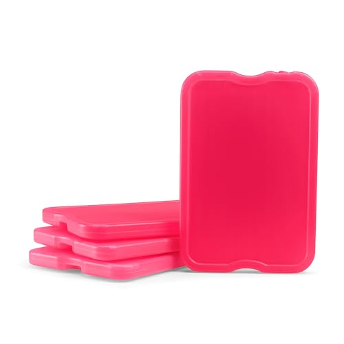 Cool Coolers by Fit & Fresh 4 Pack XL Slim Ice Packs, Quick Freeze Space Saving Reusable Ice Packs for Lunch Boxes or Coolers - color: Pink (8 Pack)