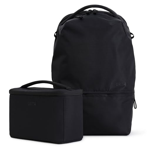 Urth Arkose 20L Modular Backpack + 3.7L Camera Insert - Water Resistant, Anti-Theft, Recycled Bag for DSLR/SLR/Mirrorless, 13-16 Inch Laptop in Black - color: Black