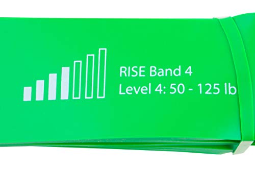Rise Bands Heavy-Duty Exercise Resistance Band for Physical Therapy, Fitness, Muscle Development, Rehab, Mobility, Stretching, and More - color: Green Level 4 (50-125lbs)