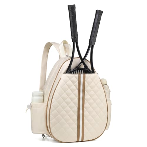 Tennis Bag, Convertible Sling Crossbody Backpack Waterproof Reversible Racket Bags for Women Men - color: Beige