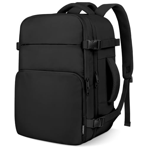 ZOMFELT Travel Backpack for Women Men, 18 x 14 x 8 inch Carry on Backpack 17.3 inch Laptop Backpack Flight Approved, Personal Item Travel Bag Casual Daypack for Weekender Business Trip, Black - color: Black