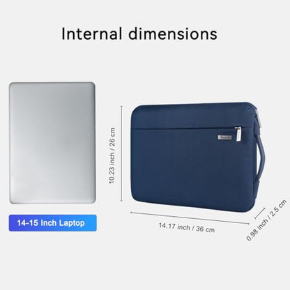 Voova Laptop Sleeve Case 14 15 Inch with Handle, 360° Protective Waterproof Slim Computer Bag Cover Compatible with MacBook Air 15 M2/M3/M4 2024-2025, MacBook Pro 14/15, Hp Chromebook 14, Blue - color: Blue, size: 14-15 Inch