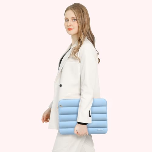 MOSISO Laptop Case 14 inch, 14 inch Puffy Laptop Sleeve Compatible with HP Lenovo Dell ASUS Acer, HP Stream, Dell Latitude, Lenovo IdeaPad, Polyester Horizontal Bag with Small Case, Air Blue - color: Air Blue, size: 14 inch