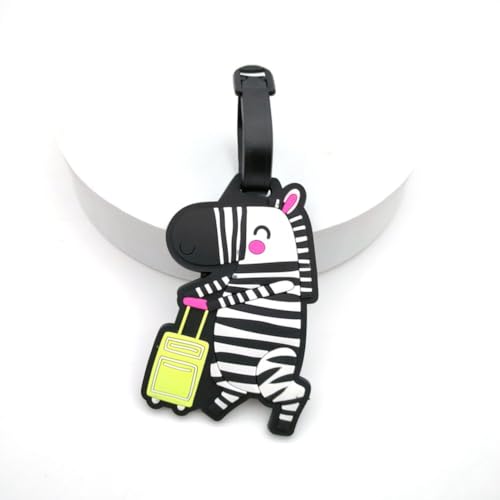 Silicone Luggage Tags Cute Zebra Travel Suitcase Tag Funny Cartoon Animal Personalized Labels Identification Labels - color: Zebra