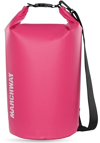 MARCHWAY Floating Waterproof Dry Bag Backpack 5L/10L/20L/30L/40L, Roll Top Sack Keeps Gear Dry for Kayaking, Rafting, Boating, Swimming, Camping, Hiking, Beach, Fishing - color: Pink, size: 5L