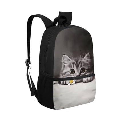 ZOUTAIRONG Daisy Cat Print Bookbag for School Insulated Thermos for Hot & Cold Drinks, Lightweight Casual Backpack with Side Pockets for Small Water Up - color: Daisy Cat