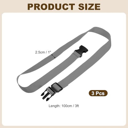PATIKIL Utility Straps with Quick Release Buckle, (1 Inch x 3 Feet, Gray) (3 Pcs) Adjustable Luggage Polyester Straps Backpack Webbing, Suit for Sleeping Bag/Camping/Hiking - color: Gray, size: 1 Inch x 3 Feet