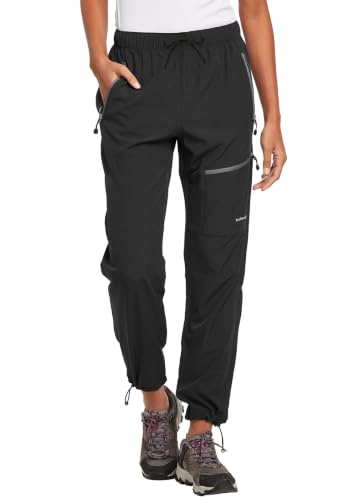 baleaf Women's Hiking Pants Quick Dry Lightweight Water Resistant Elastic Waist Cargo Pants for All Seasons - color: 29''-black, size: Medium