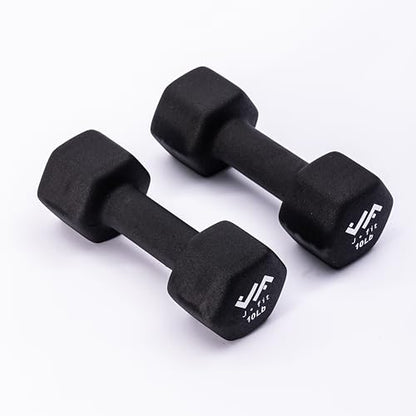 JFIT Dumbbell Pairs or Sets – Neoprene & Vinyl Coated Hand Weights for Home Gym, Strength Training, Aerobics, Cardio Exercise and Fitness - size: 10 lbs (Pair), style: Dumbbell Pair