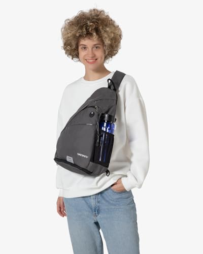 WATERFLY Sling Bag Sling Backpack Small Crossbody Shoulder Bag for Men Women Traveling Cycling Hiking Daypack - color: Dark Grey