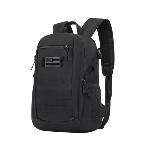 ArcEnCiel 10L/20L Mini X-Small Tactical Backpack MOLLE Daypack Gear Pack Camping Bag with Patch - color: Black, size: 20L