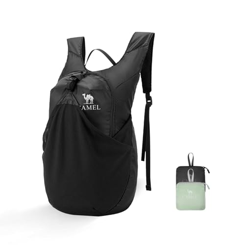 CAMEL CROWN Foldable Hiking Backpack Lightweight Travel Backpack Waterproof Small packable backpack Men's and Women's Black-15L - color: Black-15l