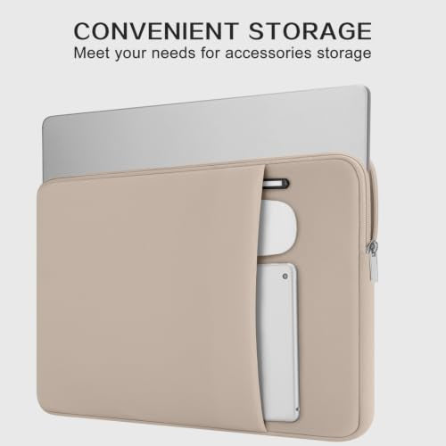 RAINYEAR 13 Inch Laptop Sleeve Compatible with 13.3" MacBook Air/Pro M1 M2 M3 M4 M5 A3449 A3240 A3113 A2681 A2338 Case Cover Bag with Front Pocket Accessories Pouch (Khaki) - color: Khaki, size: 13"