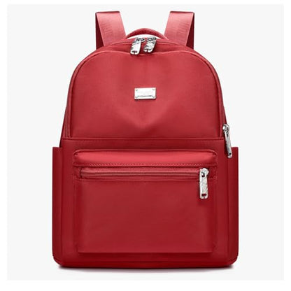 Backpack with Casual Aesthetic Daypack Simple Laptop Bag Waterproof Travel Rucksack for Women(Red) - color: Red